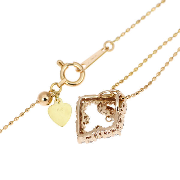 K18YG/PG ダイヤモンド ペンダントネックレス 0.39ct
