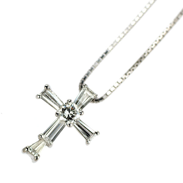 Pt900/ Pt850 ダイヤモンド ペンダントネックレス 0.50ct クロス