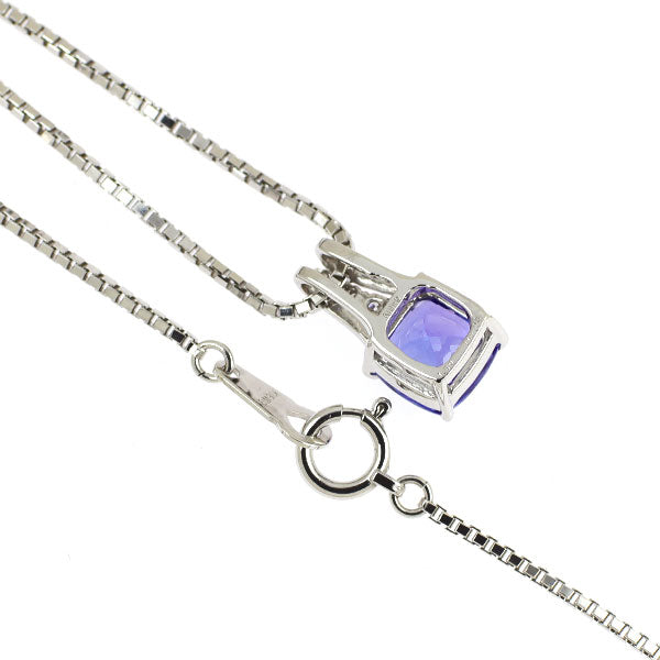 K18WG タンザナイト ダイヤモンド ペンダントネックレス 1.60ct D0.05ct