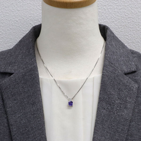K18WG タンザナイト ダイヤモンド ペンダントネックレス 1.60ct D0.05ct