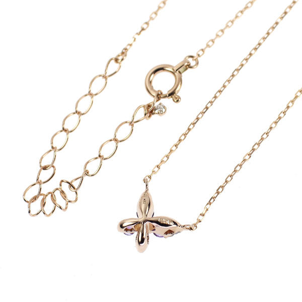 セイレーンアズーロ K18PG アメジスト ダイヤモンド ペンダントネックレス 0.12ct D0.02ct 蝶