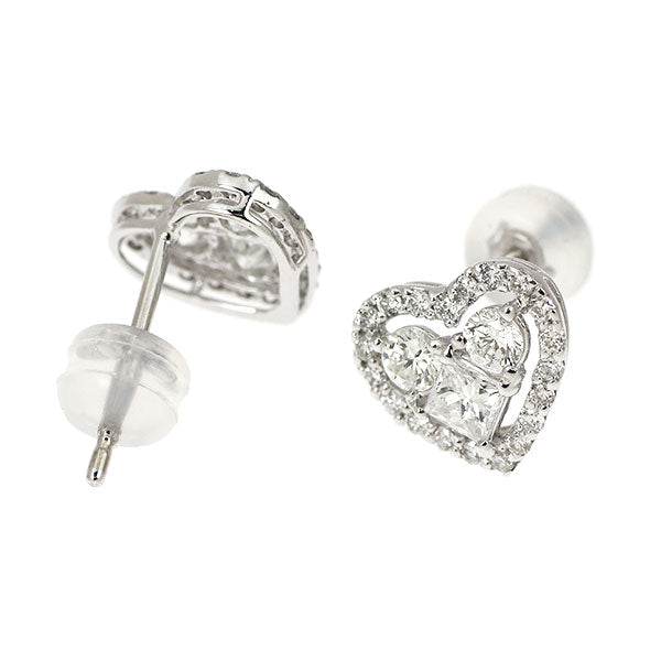 K18WG ダイヤモンド ピアス 1.00ct ハート