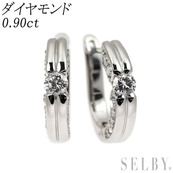 Pt900 ダイヤモンド ピアス 0.90ct フープ