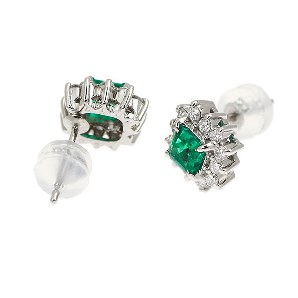 Pt900 エメラルド ダイヤモンド ピアス 0.66ct D0.34ct