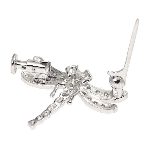 K18WG ダイヤモンド ブローチ 0.17ct とんぼ