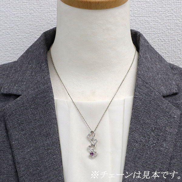 ジェムケリー Pt900 非加熱 ピンク サファイア ダイヤモンド ペンダントトップ 0.35ct D0.09ct ハート