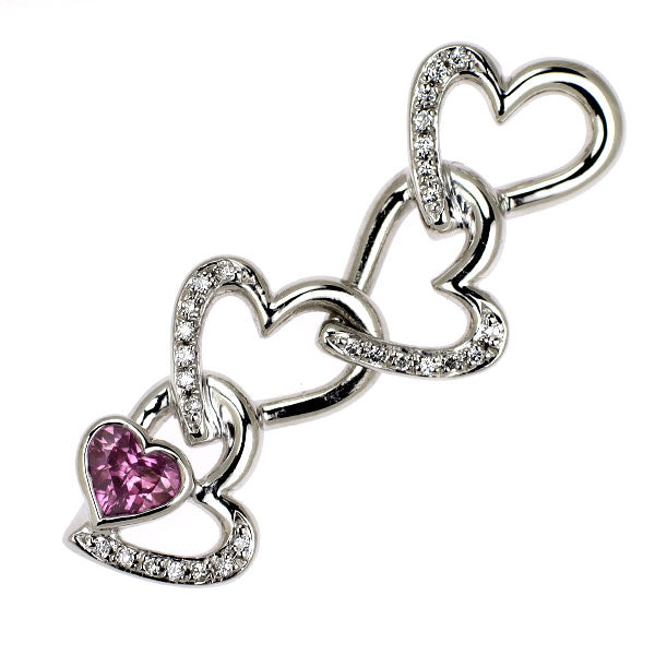 ジェムケリー Pt900 非加熱 ピンク サファイア ダイヤモンド ペンダントトップ 0.35ct D0.09ct ハート