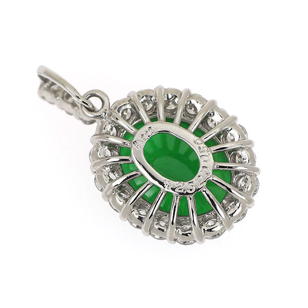Pt900 翡翠 ダイヤモンド ペンダントトップ 2.52ct D0.50ct
