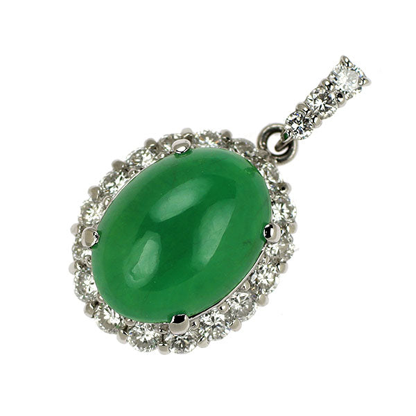 Pt900 翡翠 ダイヤモンド ペンダントトップ 2.52ct D0.50ct