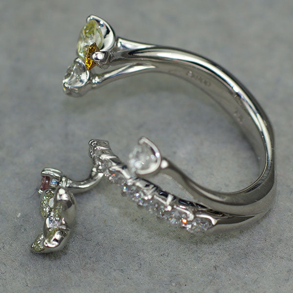 小寺智子 Pt900 天然ピンク/イエロー/カラーレス ダイヤモンド リング D1.19ct 春が動き出す