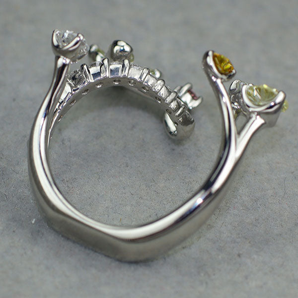 小寺智子 Pt900 天然ピンク/イエロー/カラーレス ダイヤモンド リング D1.19ct 春が動き出す