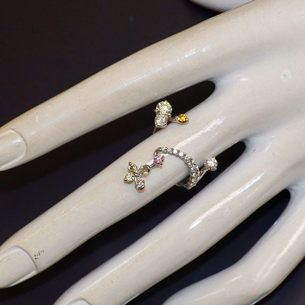 小寺智子 Pt900 天然ピンク/イエロー/カラーレス ダイヤモンド リング D1.19ct 春が動き出す