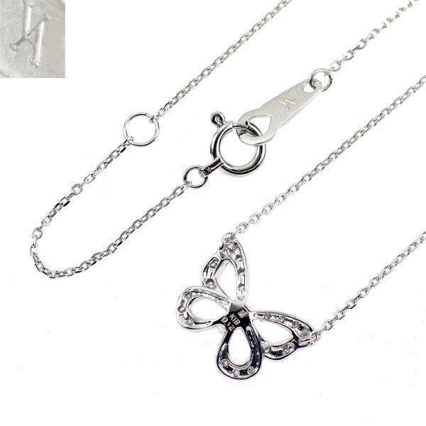 ヴァンドーム青山 K18WG ダイヤモンド ペンダントネックレス 0.12ct 蝶
