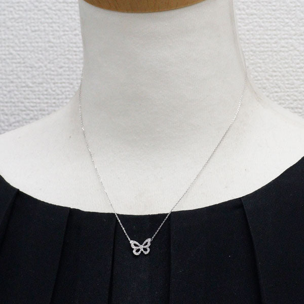 ヴァンドーム青山 K18WG ダイヤモンド ペンダントネックレス 0.12ct 蝶