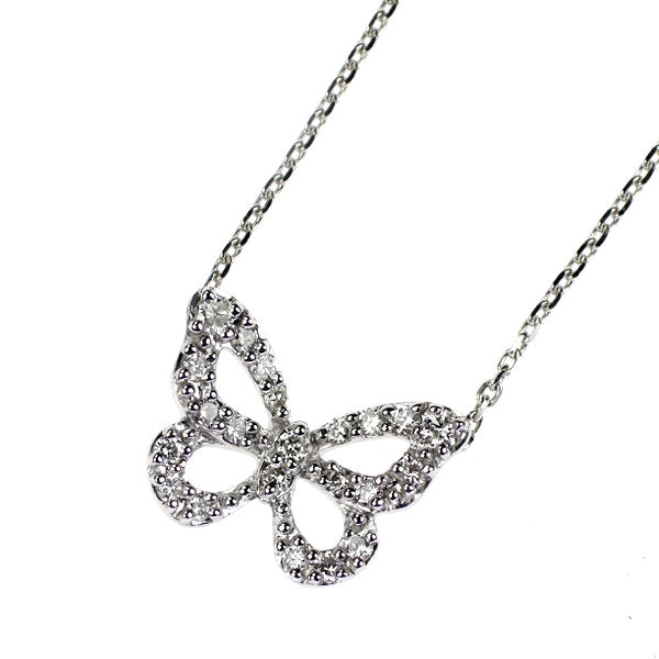 ヴァンドーム青山 K18WG ダイヤモンド ペンダントネックレス 0.12ct 蝶