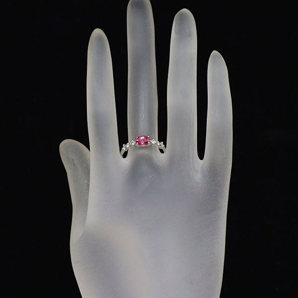 Pt950 ピンクトルマリン ダイヤモンド リング 0.68ct D0.20ct