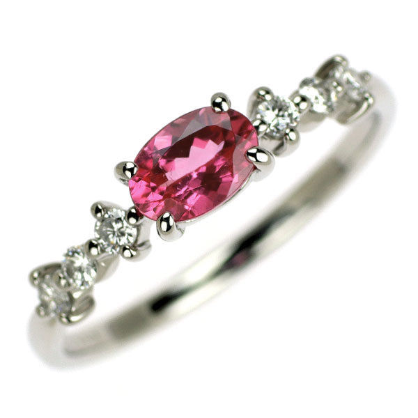 Pt950 ピンクトルマリン ダイヤモンド リング 0.68ct D0.20ct
