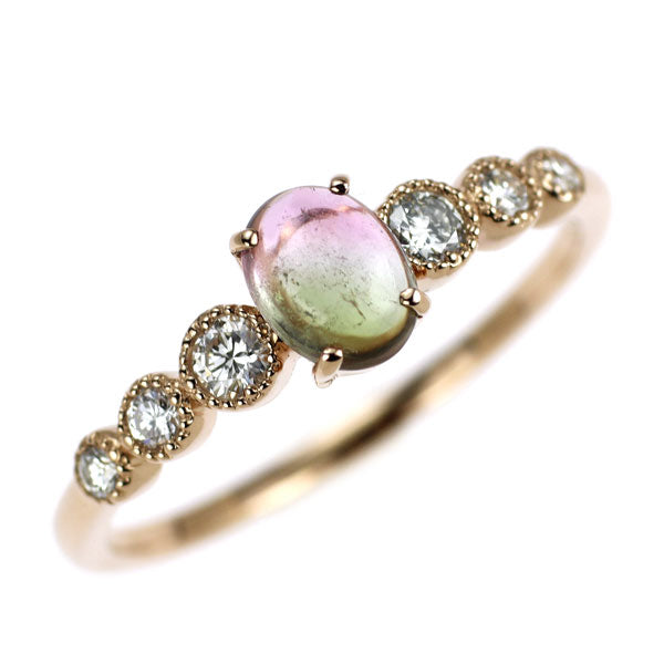 K18PG バイカラートルマリン ダイヤモンド リング 0.55ct D0.20ct