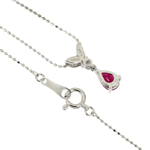 K18WG ルビー ダイヤモンド ペンダントネックレス 0.42ct D0.04ct