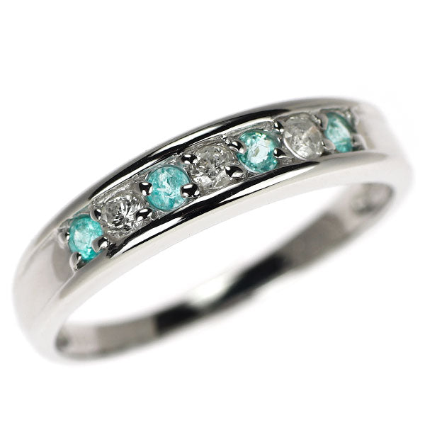 K18WG パライバトルマリン ダイヤモンド リング 0.10ct D0.12ct