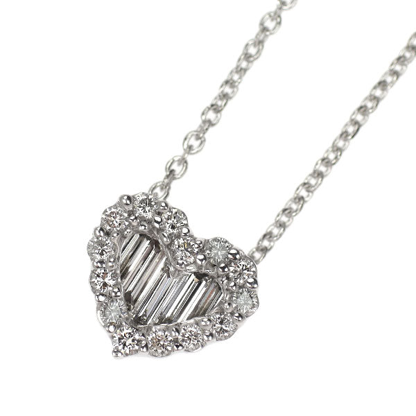 K18WG ダイヤモンド ペンダントネックレス 0.38ct ハート