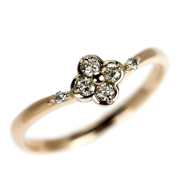 K18PG ダイヤモンド リング 0.12ct フラワー
