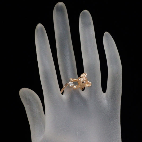 K18PG ダイヤモンド リング 0.10ct BD0.02ct 犬 アニマル