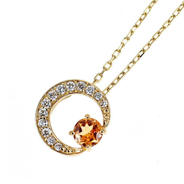 K18YG スペサルティンガーネット ダイヤモンド ペンダントネックレス 0.29ct D0.11ct