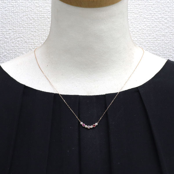 K18PG ルビー ピンクサファイア ダイヤモンド ペンダントネックレス 0.07ct PS0.164ct D0.13ct