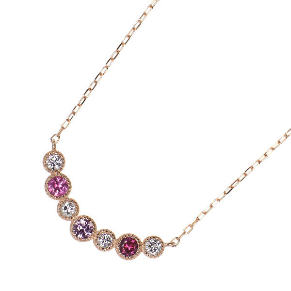 K18PG ルビー ピンクサファイア ダイヤモンド ペンダントネックレス 0.07ct PS0.164ct D0.13ct