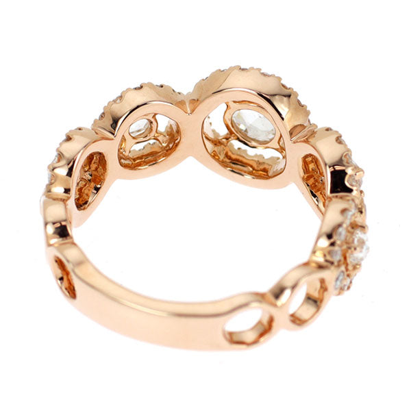 K18PG ローズカット/ラウンドブリリアント ダイヤモンド リング 1.00ct