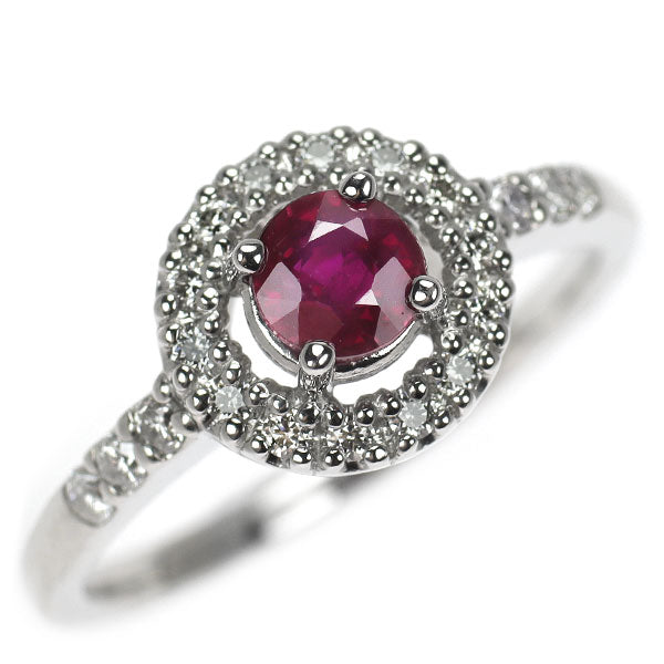 Pt900 ルビー ダイヤモンド リング 0.56ct D0.25ct