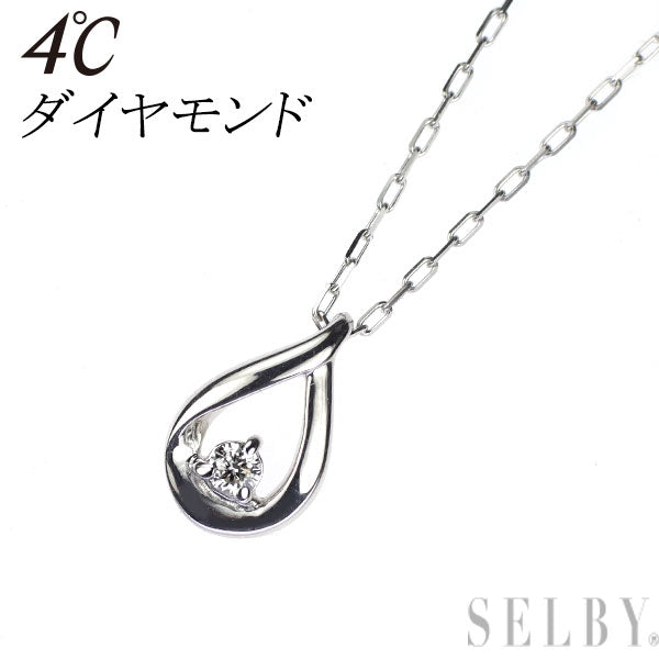 4℃ K10WG ダイヤモンド ペンダントネックレス