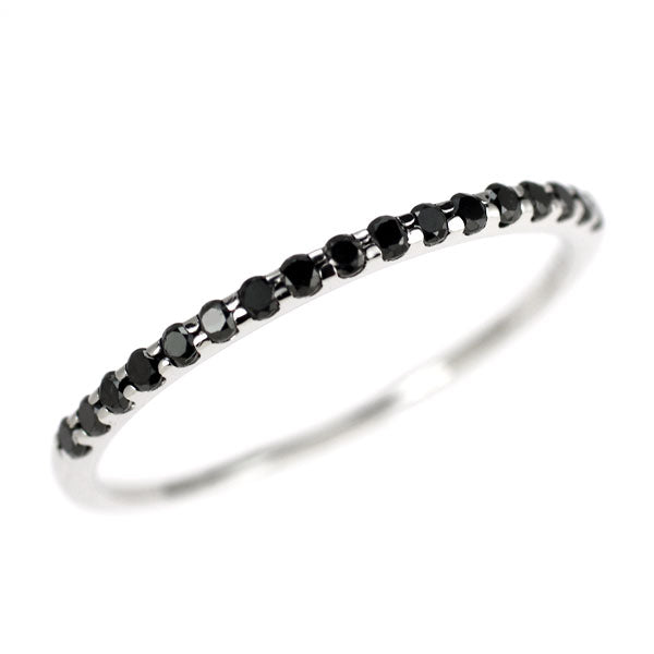 K10WG ブラックダイヤモンド リング 0.15ct ハーフエタニティ