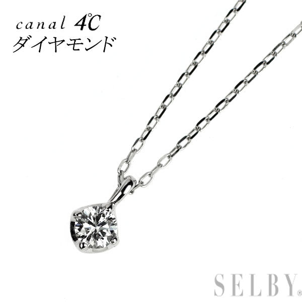 カナル4℃ K10WG ダイヤモンド ペンダントネックレス