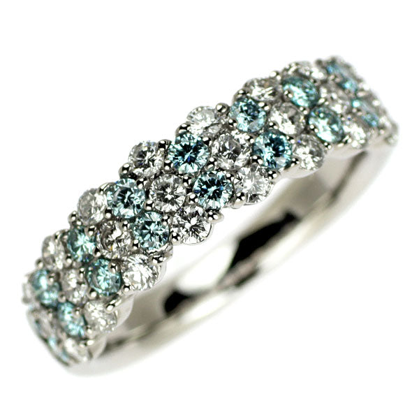 Pt900 アイスブルー/ カラーレス ダイヤモンド リング 0.40ct D0.60ct