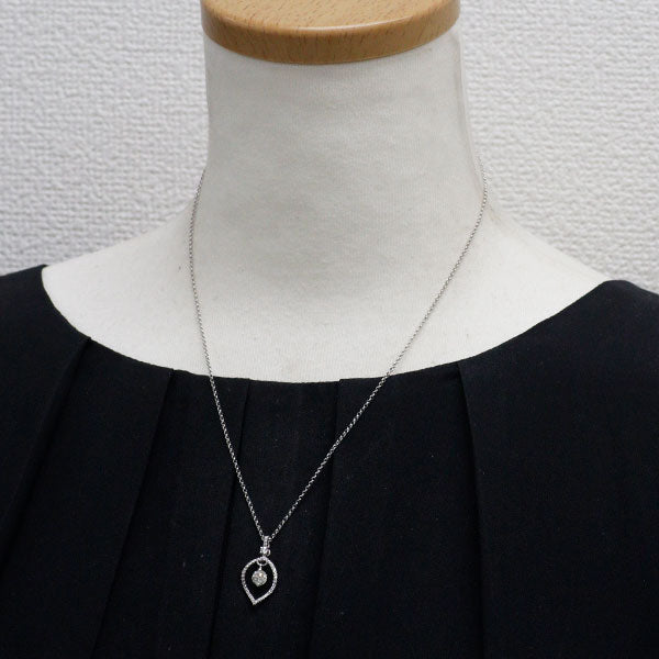K18WG ダイヤモンド  ペンダントネックレス 0.469ct D0.23ct 植物 リーフ