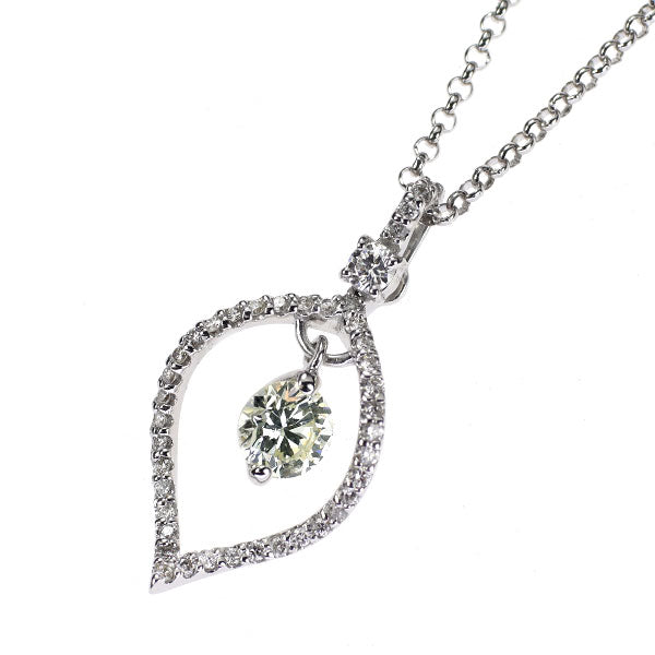 K18WG ダイヤモンド  ペンダントネックレス 0.469ct D0.23ct 植物 リーフ