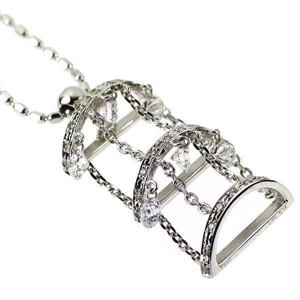 K18WG/ Pt850 ダイヤモンド ペンダントネックレス 1.20ct D0.14ct