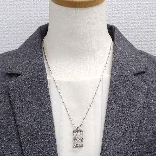 K18WG/ Pt850 ダイヤモンド ペンダントネックレス 1.20ct D0.14ct