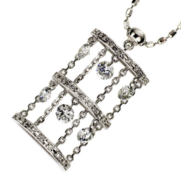 K18WG/ Pt850 ダイヤモンド ペンダントネックレス 1.20ct D0.14ct