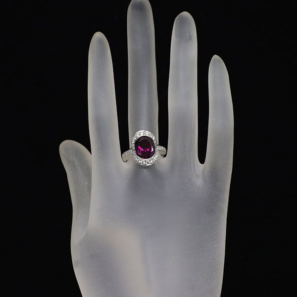 Pt900 ロードライトガーネット ダイヤモンド リング 3.97ct D0.54ct