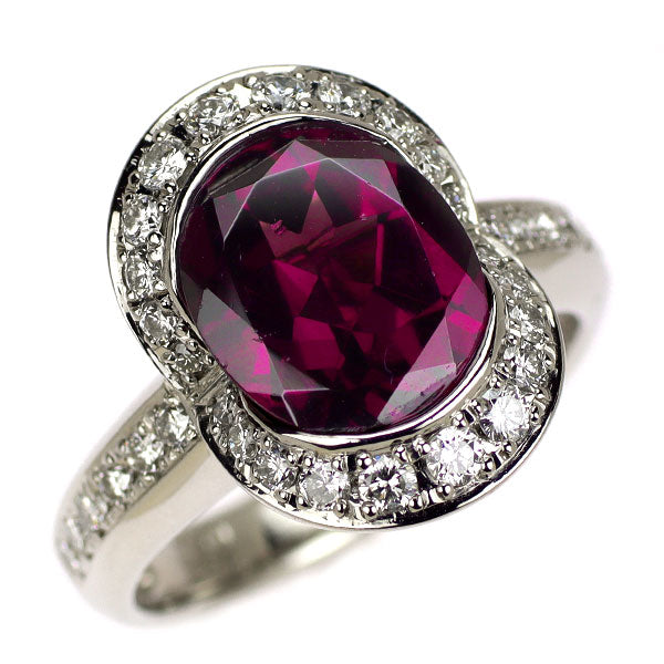 Pt900 ロードライトガーネット ダイヤモンド リング 3.97ct D0.54ct