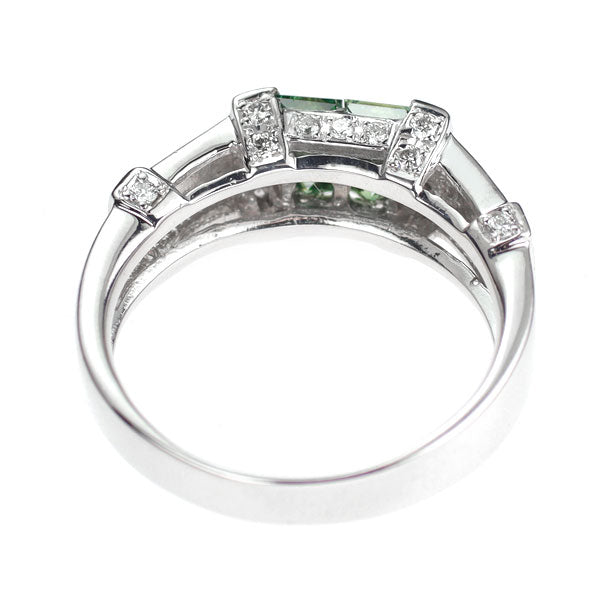 K18WG トリートグリーン/カラーレス ダイヤモンド リング 0.70ct ミステリーセッティング