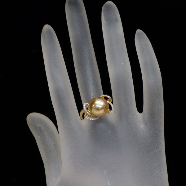 K18YG ゴールデンパール ダイヤモンド リング 径約11.4mm D0.24ct