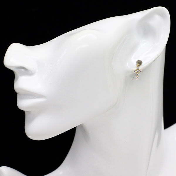 K18YG ダイヤモンド ピアス 0.34ct クロス