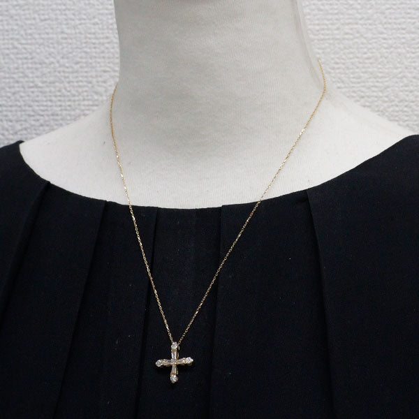 K18YG ダイヤモンド ペンダントネックレス 1.00ct クロス