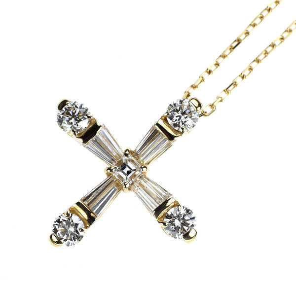 K18YG ダイヤモンド ペンダントネックレス 1.00ct クロス