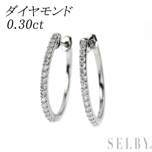 Pt900 ダイヤモンド フープ ピアス 0.30ct