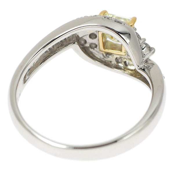 K18YG/Pt900 プリンセスカット ダイヤモンド リング 0.439ct D0.32ct